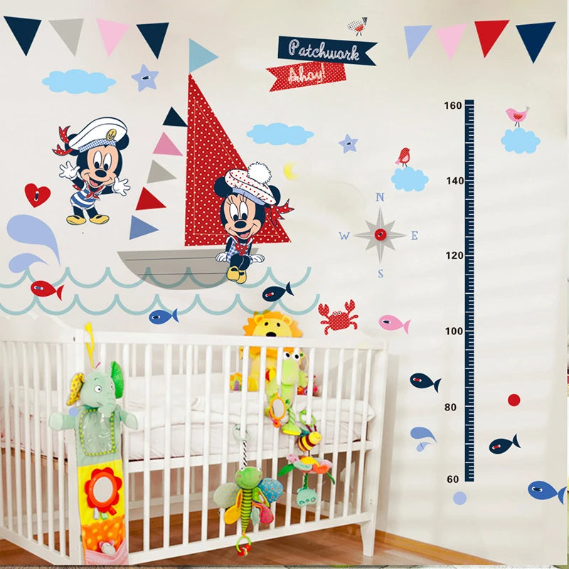 Cartoon  Mickey Minnie Wall Stickers For Kids Room  Bedroom Wall Decoration Movie Posters Door Sticker  Gifts for kids