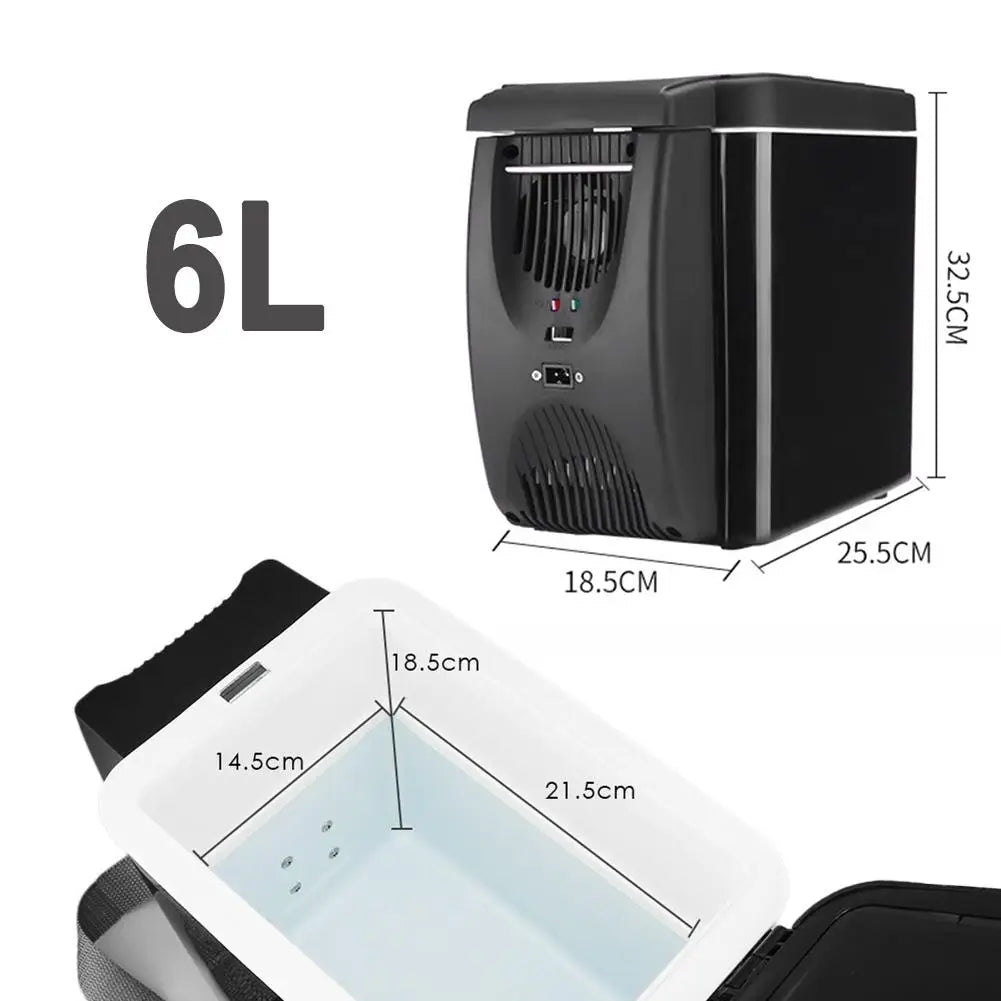 12V Refrigerator in the Car Freezer Heater 6L Mini 2 in 1 Car Freezer Cooler Warmer Electric Fridge Portable Travel Icebox