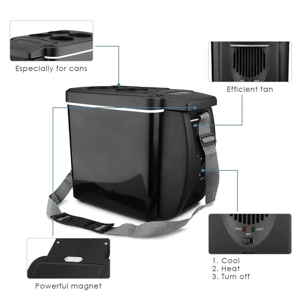 12V Refrigerator in the Car Freezer Heater 6L Mini 2 in 1 Car Freezer Cooler Warmer Electric Fridge Portable Travel Icebox