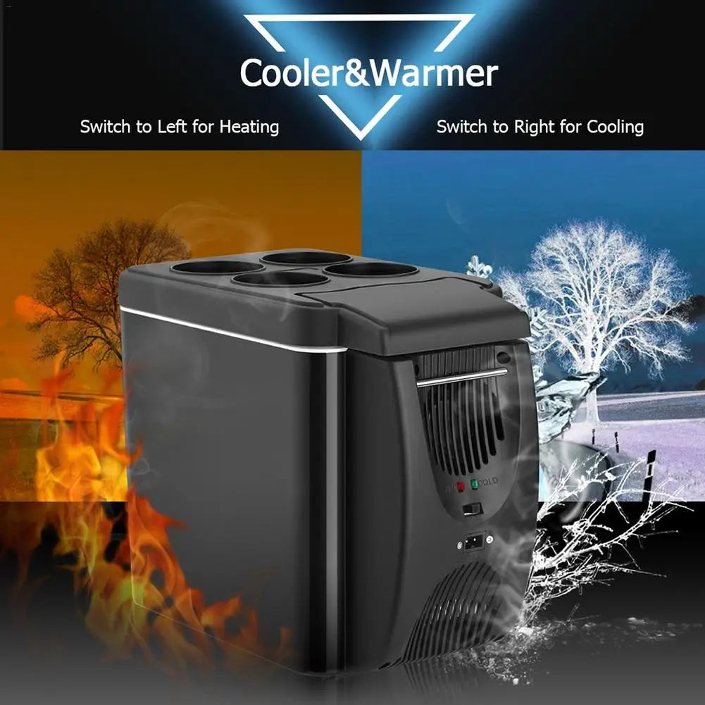 12V Refrigerator in the Car Freezer Heater 6L Mini 2 in 1 Car Freezer Cooler Warmer Electric Fridge Portable Travel Icebox