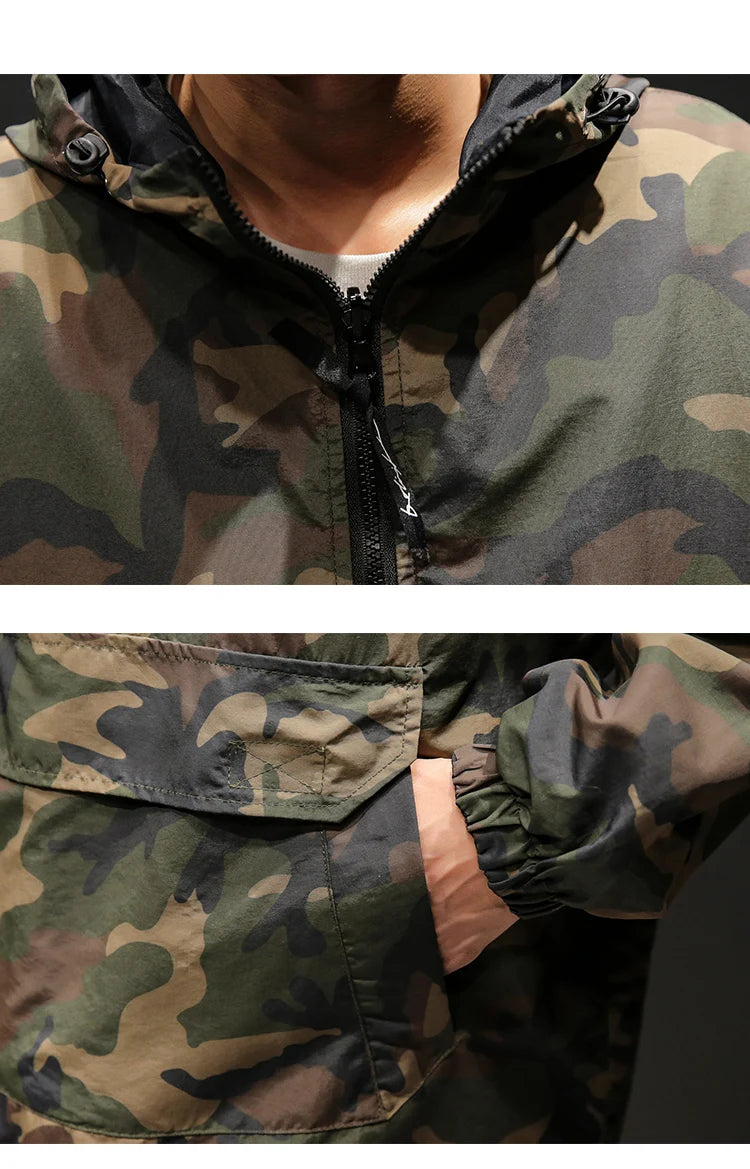 YASUGUOJI New 2022 Autumn Japanese Vintage Camouflage Jacket Men Streetwear Pullover Men Jacket Pocket Loose Hooded Mens Jackets