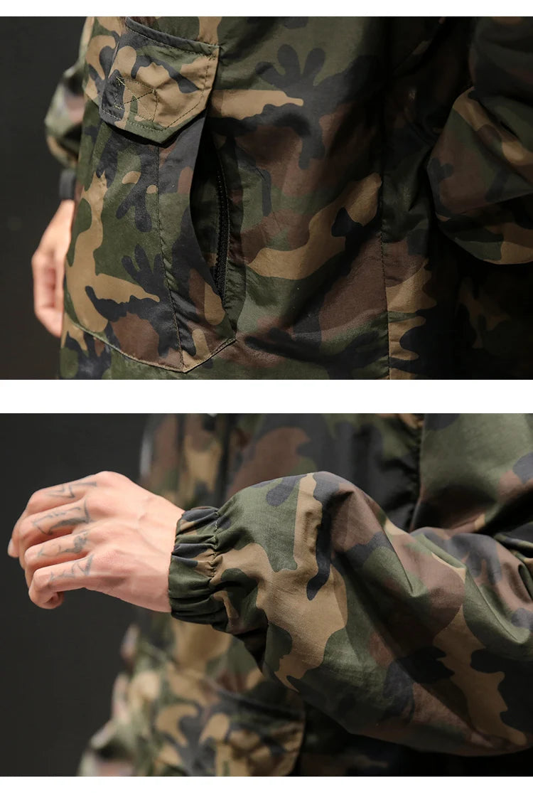 YASUGUOJI New 2022 Autumn Japanese Vintage Camouflage Jacket Men Streetwear Pullover Men Jacket Pocket Loose Hooded Mens Jackets