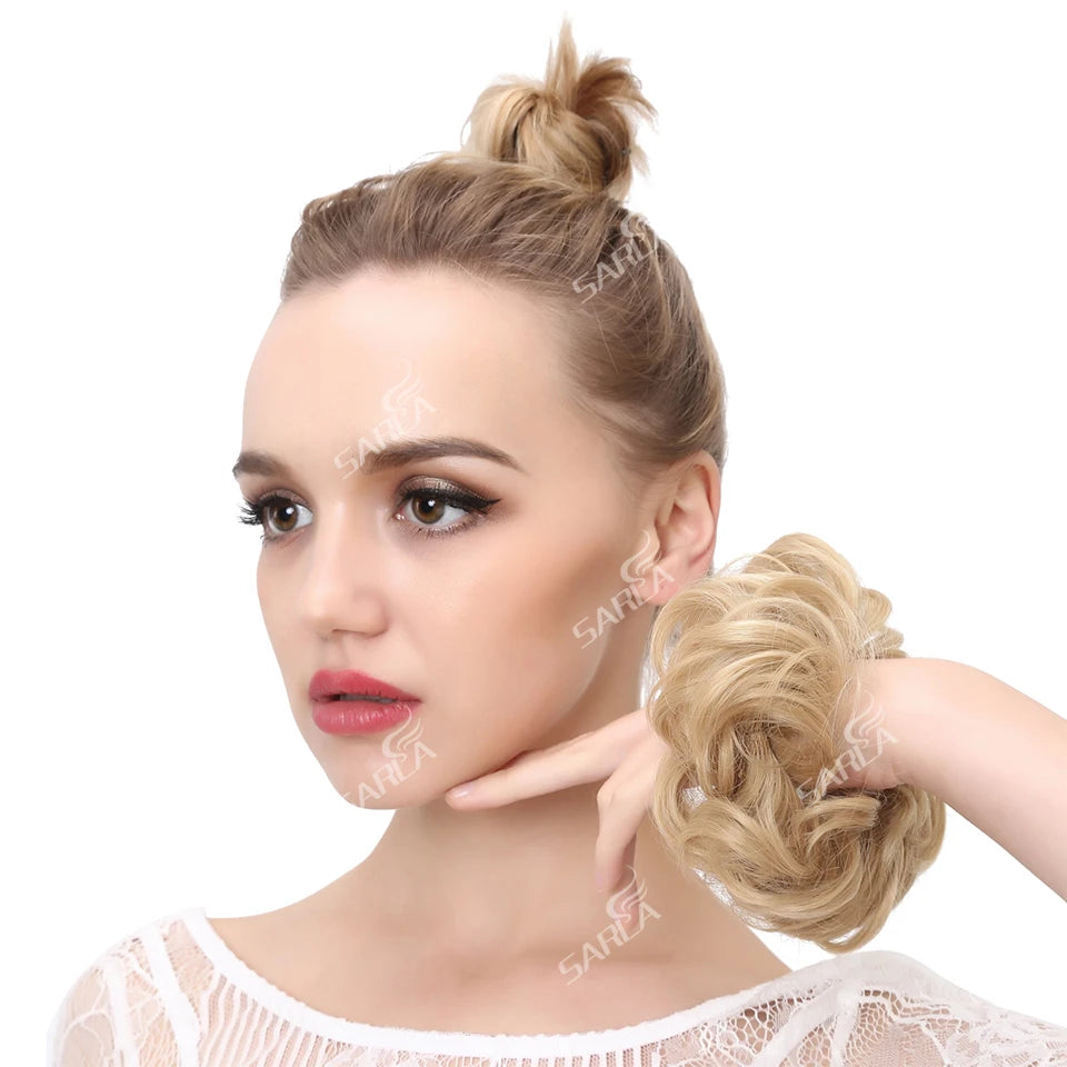 Synthetic Hair Bun Extensions Messy Curly Elastic Hair Scrunchies Hairpieces Synthetic Chignon Donut Updo Hair Pieces for Women