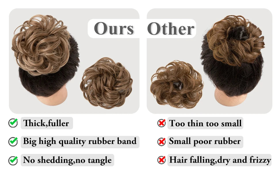 Synthetic Hair Bun Extensions Messy Curly Elastic Hair Scrunchies Hairpieces Synthetic Chignon Donut Updo Hair Pieces for Women