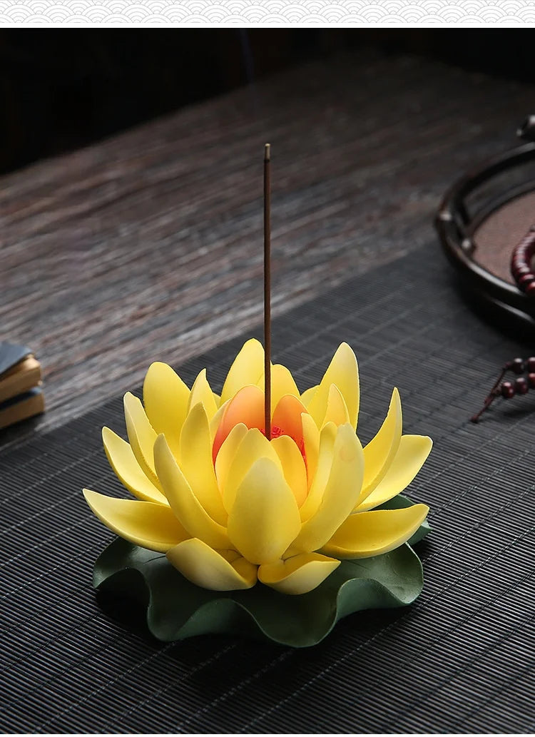 Y Ceramic Handicraft Stick Incense Burners Simulation Lotus Incense Holder Ornaments Zen Aromatherapy Tea Office Spiritual Decor