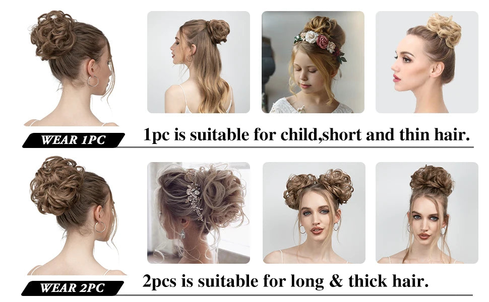 Synthetic Hair Bun Extensions Messy Curly Elastic Hair Scrunchies Hairpieces Synthetic Chignon Donut Updo Hair Pieces for Women