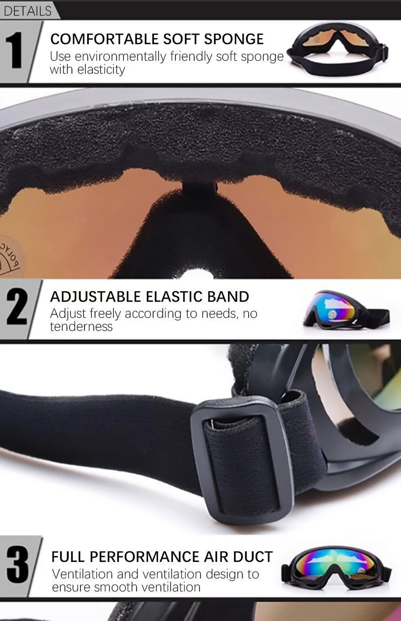 Wind Resistant Ski Goggles Goggles Outdoor Sports Color Glasses Ski Goggles Dust Resistant Motorcycle Cycling Sunglasses