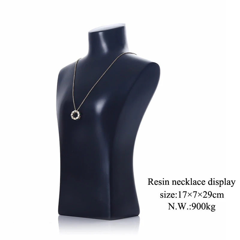 High Quality Resin 29cm Black/White Model Portrait Necklaces Jewelry Display Stand Pendants Holder Jewelry Stand Storage Props
