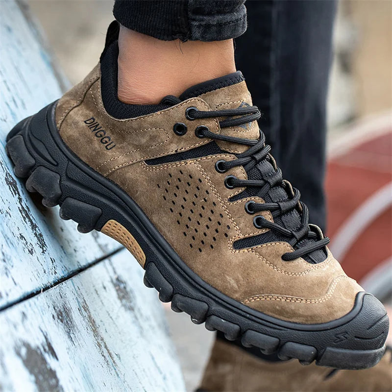 Genuine Leather Work Boots Winter Men Safety Shoes Plus Velvet Warmth Non-slip Steel Toe Cap Indestructible Work Shoes Designer