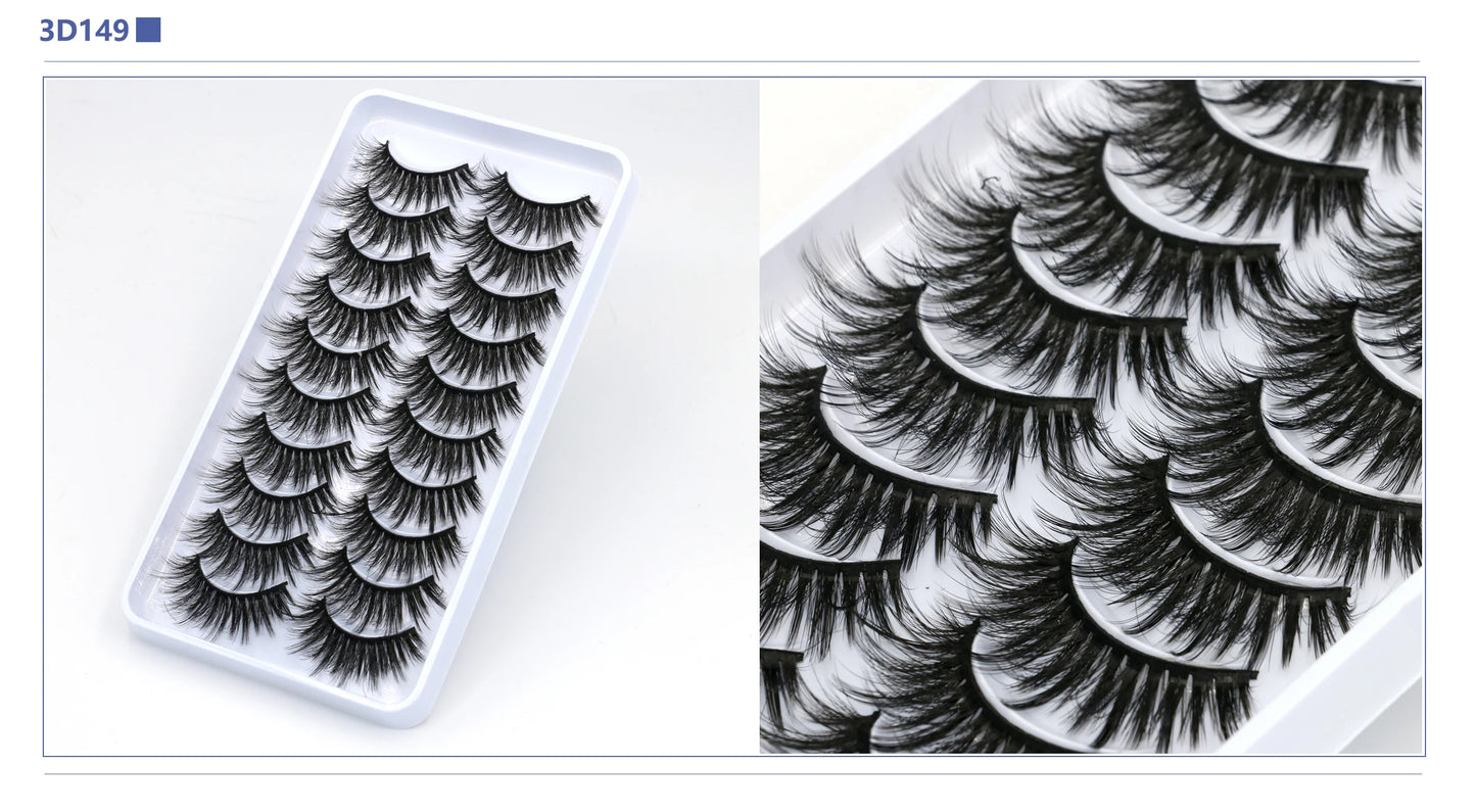 3D Faux Mink Lashes 2/5/10 Pairs Fluffy Soft Wispy Volume Natural long False Eyelashes Eye Lashes Reusable Eyelashs Makeup