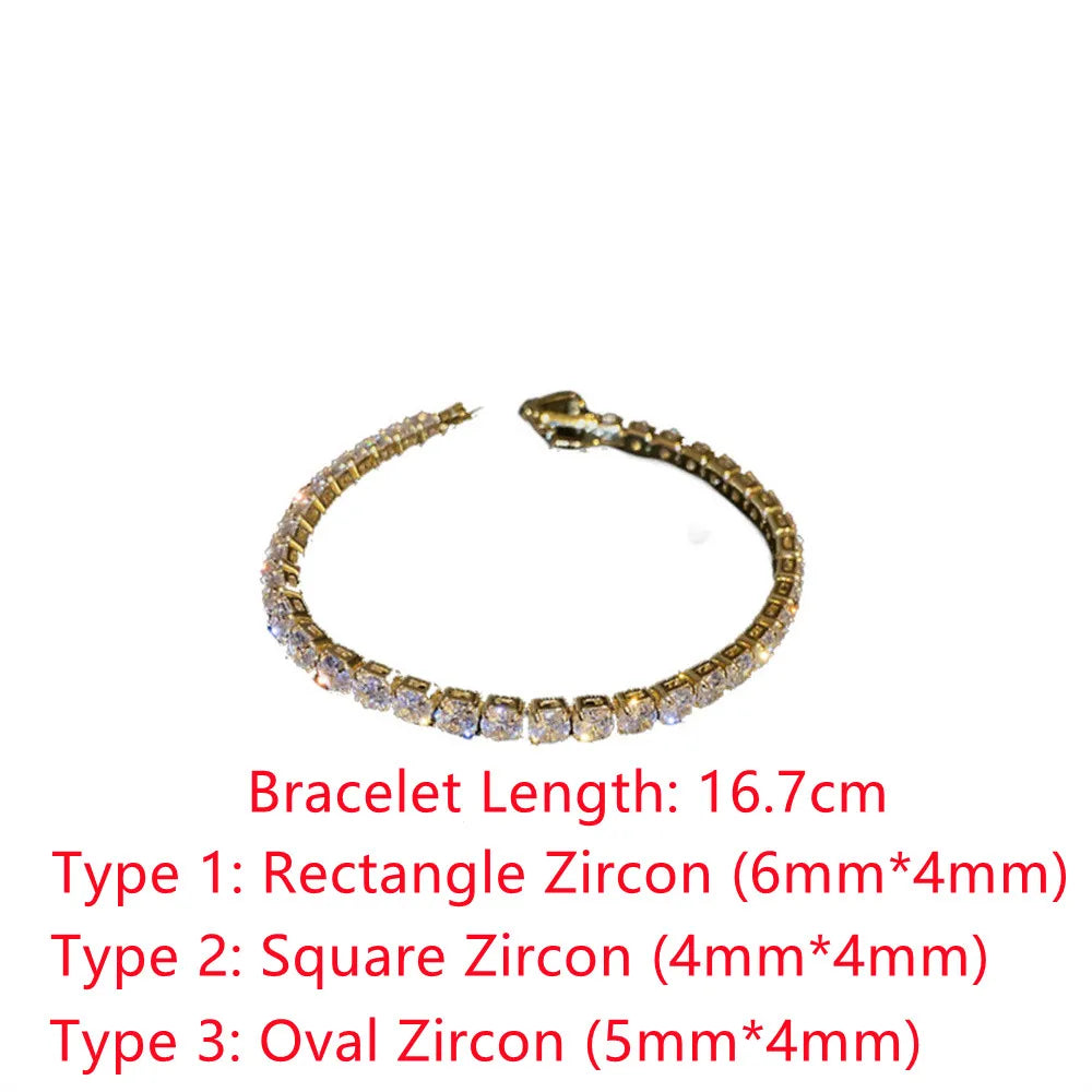 Stainless Steel Tennis Bracelets For Women Adjustable AAA Cubic Zirconia Crystal Choker Bead Chain Pendant Necklace Fine Jewelry