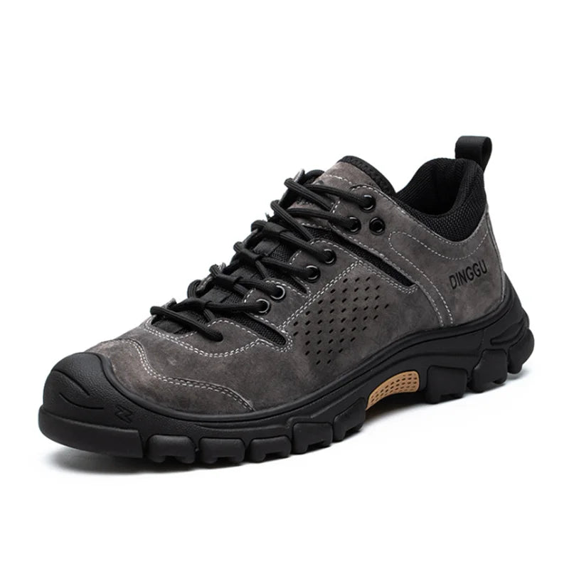 Genuine Leather Work Boots Winter Men Safety Shoes Plus Velvet Warmth Non-slip Steel Toe Cap Indestructible Work Shoes Designer