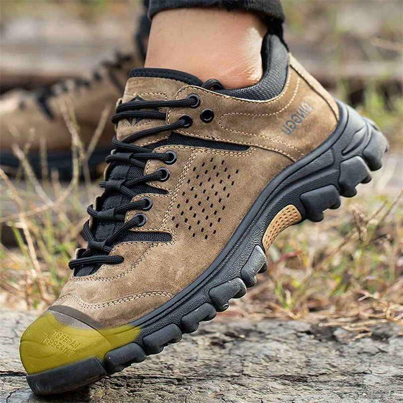 Genuine Leather Work Boots Winter Men Safety Shoes Plus Velvet Warmth Non-slip Steel Toe Cap Indestructible Work Shoes Designer