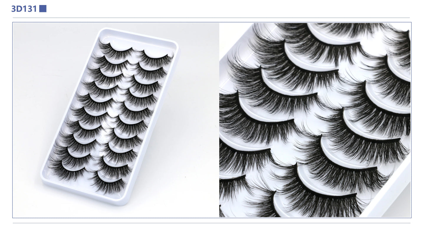 3D Faux Mink Lashes 2/5/10 Pairs Fluffy Soft Wispy Volume Natural long False Eyelashes Eye Lashes Reusable Eyelashs Makeup