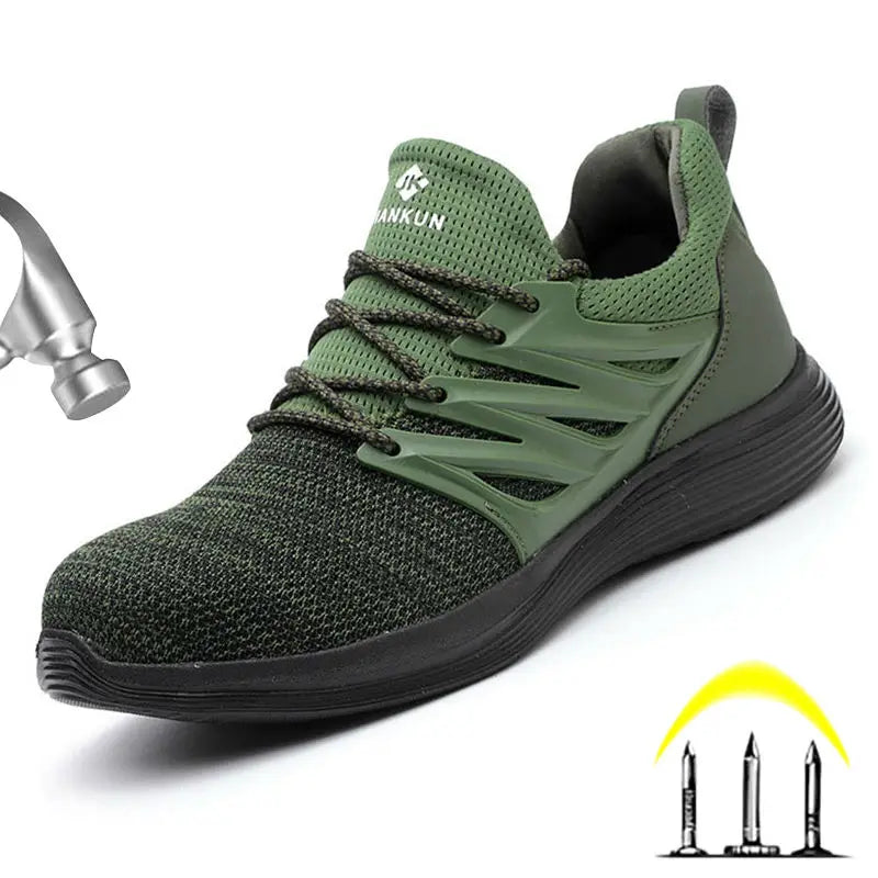 Genuine Leather Work Boots Winter Men Safety Shoes Plus Velvet Warmth Non-slip Steel Toe Cap Indestructible Work Shoes Designer