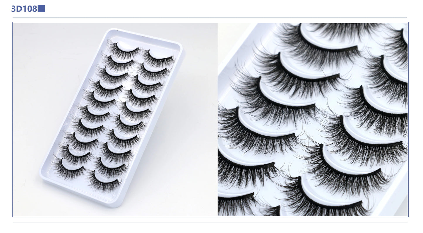 3D Faux Mink Lashes 2/5/10 Pairs Fluffy Soft Wispy Volume Natural long False Eyelashes Eye Lashes Reusable Eyelashs Makeup