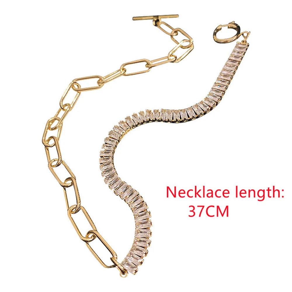 Stainless Steel Tennis Bracelets For Women Adjustable AAA Cubic Zirconia Crystal Choker Bead Chain Pendant Necklace Fine Jewelry