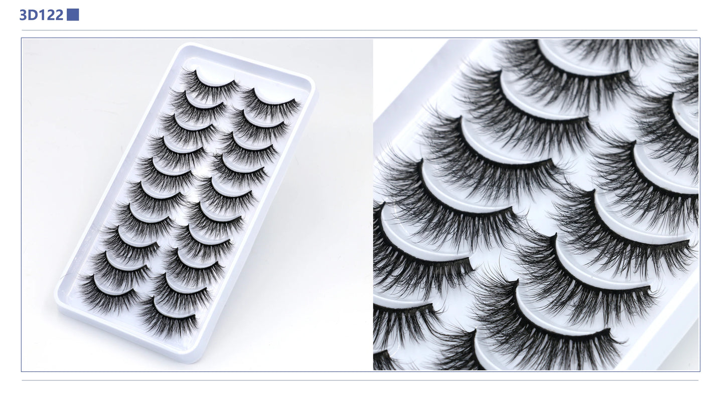 3D Faux Mink Lashes 2/5/10 Pairs Fluffy Soft Wispy Volume Natural long False Eyelashes Eye Lashes Reusable Eyelashs Makeup