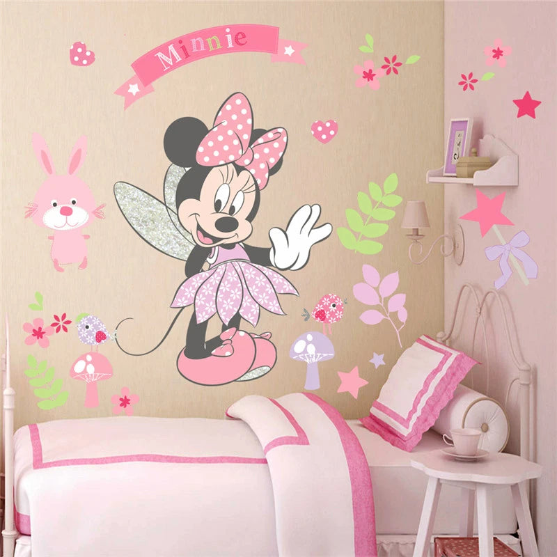 Cartoon  Mickey Minnie Wall Stickers For Kids Room  Bedroom Wall Decoration Movie Posters Door Sticker  Gifts for kids