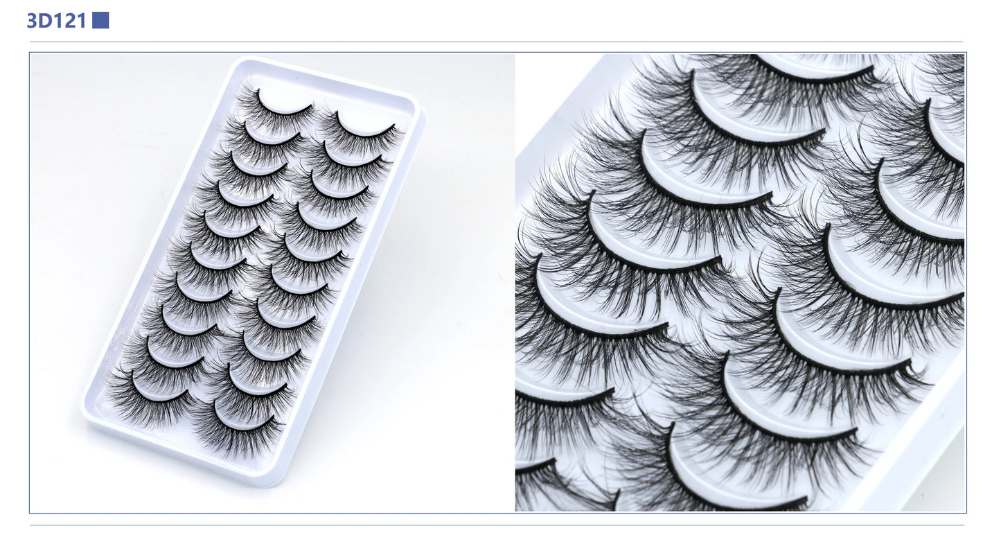 3D Faux Mink Lashes 2/5/10 Pairs Fluffy Soft Wispy Volume Natural long False Eyelashes Eye Lashes Reusable Eyelashs Makeup