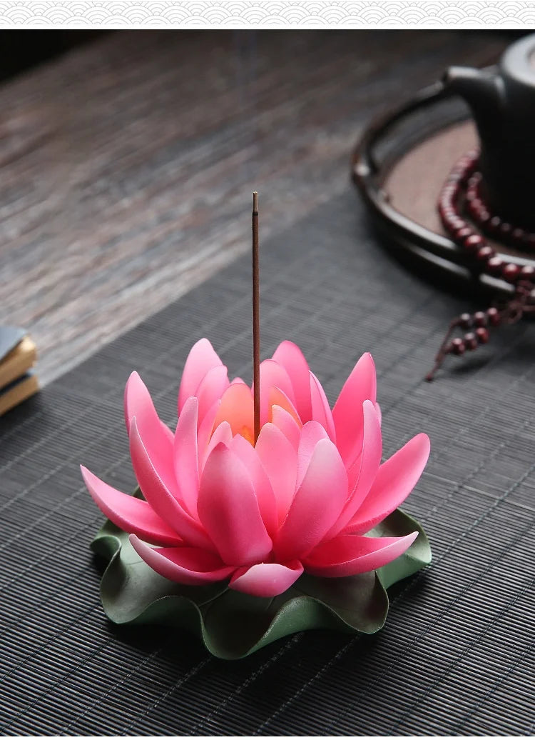 Y Ceramic Handicraft Stick Incense Burners Simulation Lotus Incense Holder Ornaments Zen Aromatherapy Tea Office Spiritual Decor