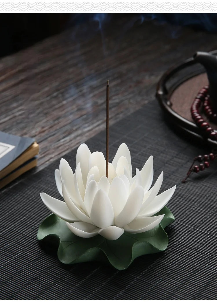 Y Ceramic Handicraft Stick Incense Burners Simulation Lotus Incense Holder Ornaments Zen Aromatherapy Tea Office Spiritual Decor