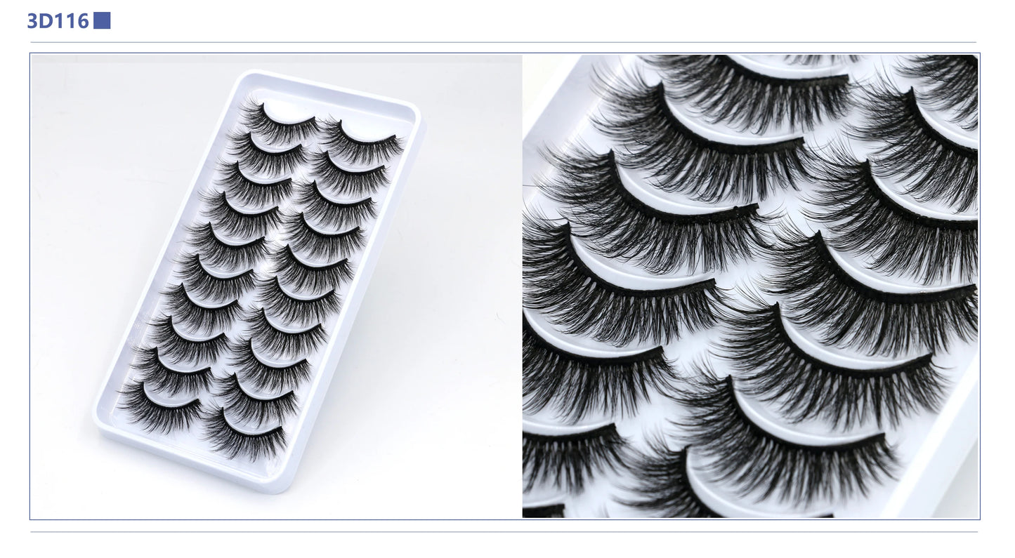 3D Faux Mink Lashes 2/5/10 Pairs Fluffy Soft Wispy Volume Natural long False Eyelashes Eye Lashes Reusable Eyelashs Makeup