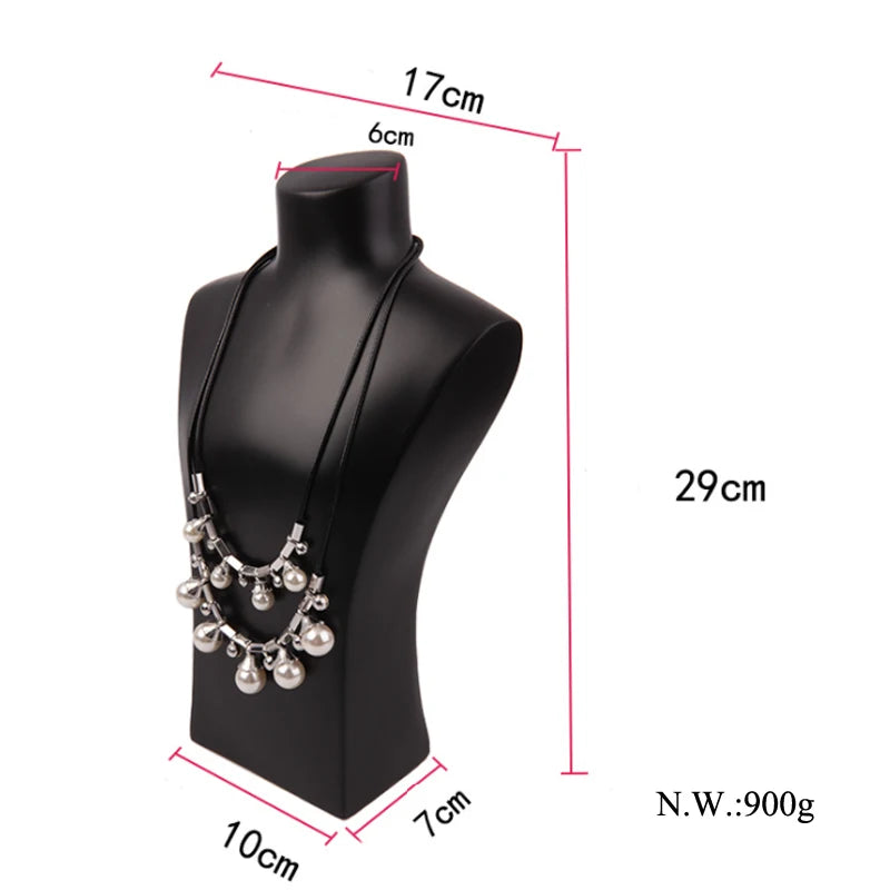 High Quality Resin 29cm Black/White Model Portrait Necklaces Jewelry Display Stand Pendants Holder Jewelry Stand Storage Props