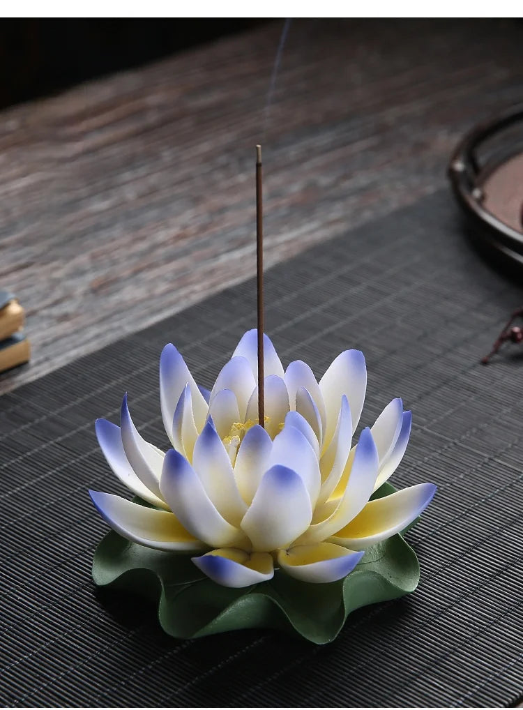 Y Ceramic Handicraft Stick Incense Burners Simulation Lotus Incense Holder Ornaments Zen Aromatherapy Tea Office Spiritual Decor