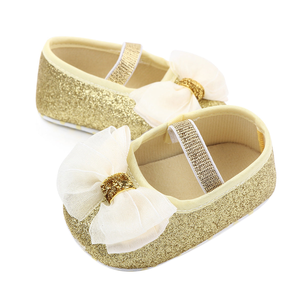 2023 Fashion Infant Newborn Baby Girls Spring Summer Flats Glitter Bowknot Princess Dress Shoes No-Slip First Walkers