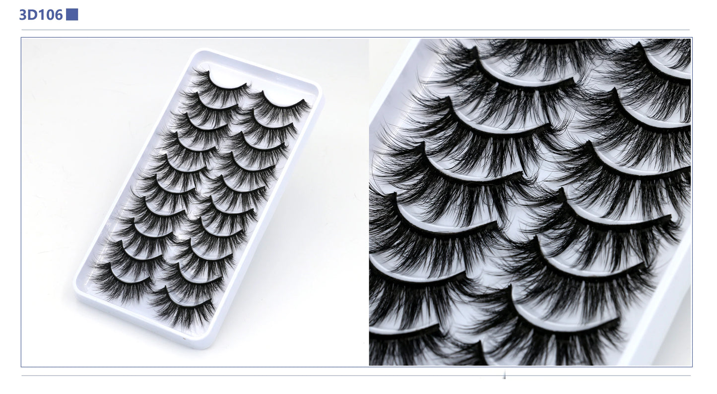 3D Faux Mink Lashes 2/5/10 Pairs Fluffy Soft Wispy Volume Natural long False Eyelashes Eye Lashes Reusable Eyelashs Makeup