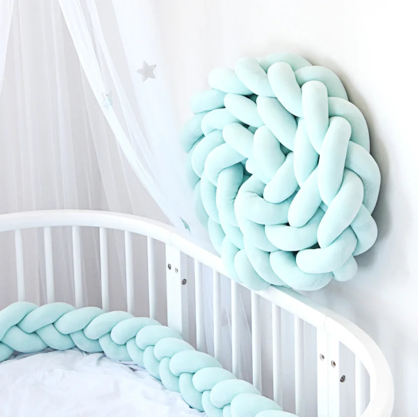 1-4M Baby Bed Bumper On the Crib Bedding Set for Newborn Baby Cot Protector Knot Braid Pillow Cushion Crib Anti-collision Bumper