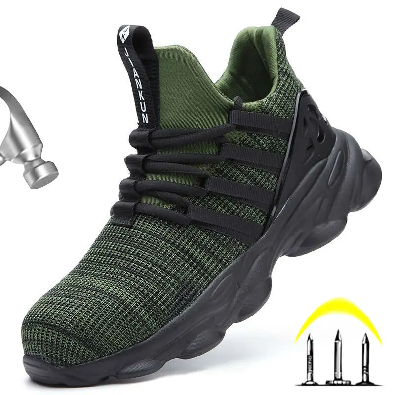 Genuine Leather Work Boots Winter Men Safety Shoes Plus Velvet Warmth Non-slip Steel Toe Cap Indestructible Work Shoes Designer