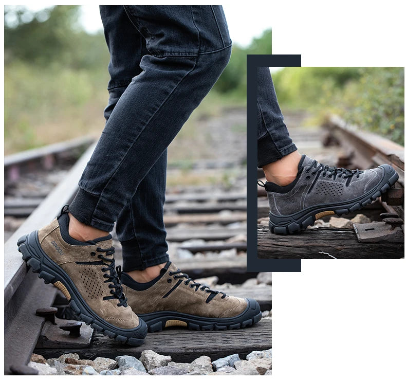 Genuine Leather Work Boots Winter Men Safety Shoes Plus Velvet Warmth Non-slip Steel Toe Cap Indestructible Work Shoes Designer