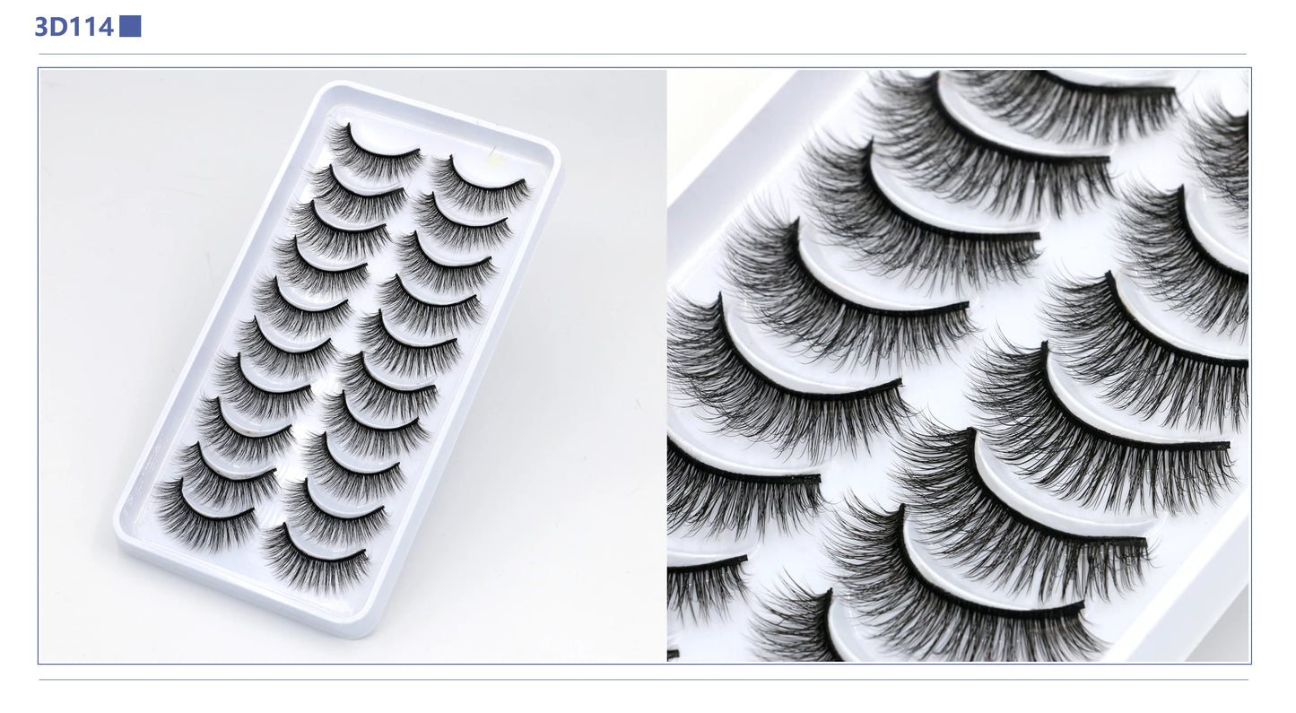 3D Faux Mink Lashes 2/5/10 Pairs Fluffy Soft Wispy Volume Natural long False Eyelashes Eye Lashes Reusable Eyelashs Makeup