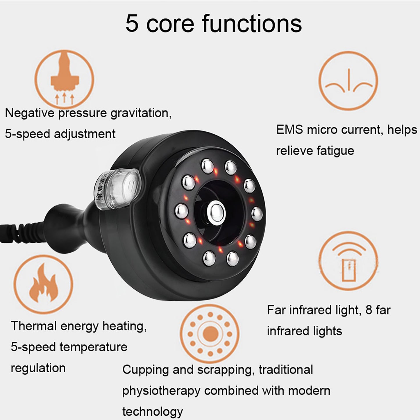 EMS Micro-current Cupping Massage Brush Vacuum Heating Scraping Device Slimming Body Brush Pain Relief Therapy Massager