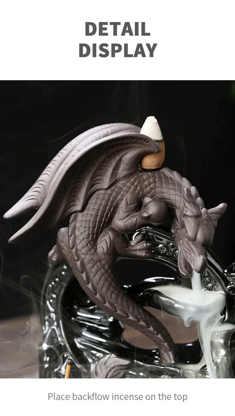 1pc, Creative Incense Burner Holder, Dragon Waterfall Backflow Incense Burner Home Decor Incense Stick Holder -Without Incense