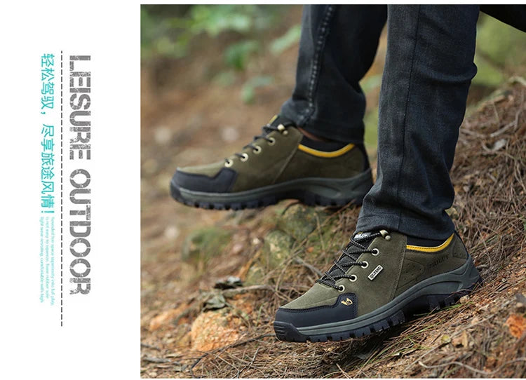 High Quality Outdoor Walking Sneakers Rubber Sole Suede Leather Men Hiking Shoes Durable Leather Climbing Shoes Zapatillas 36-47