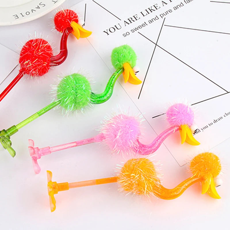 1pc Kawaii Cartoon Ostrich Shape Ballpoint Pen Blue Ink Creative Feather Pens For Student Office Writing Stationery Supplies