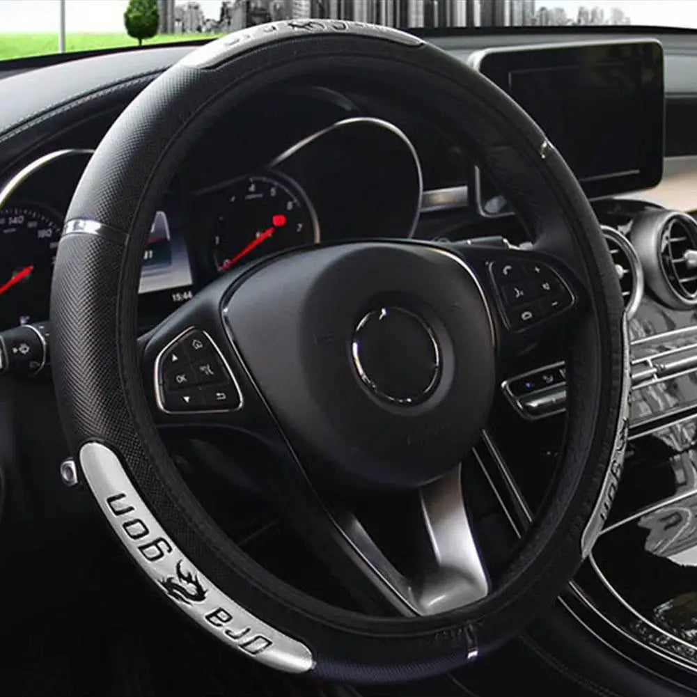 1PC New Universal Car Steering Wheel Cover Reflective Dragon Cool Wheel Auto Leather Protector Color 5 38cm Steering Design