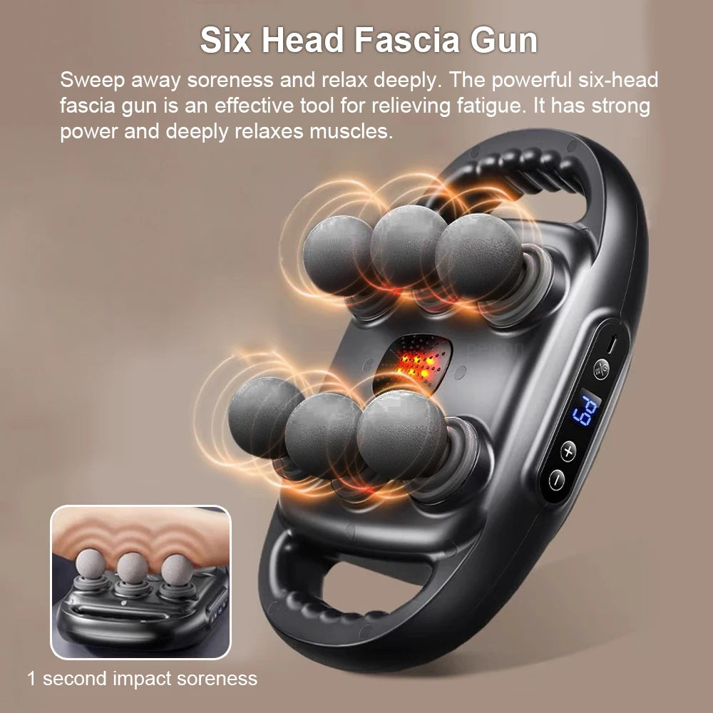 Fascia Gun 6 Heads Massage Gun Muscle Relaxation Electric Massager Deep Tissue Muscle for Pain Relief for the Whole Body