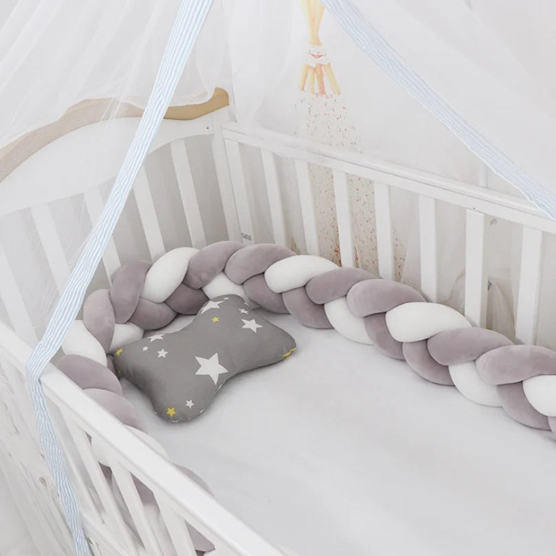 1M/2M3M/4M Baby Safety Bed Bumper Crib Anticollision Bumper for Newborn Knot Braid Pillow Cushion Cot Protector Crib Bedding Set