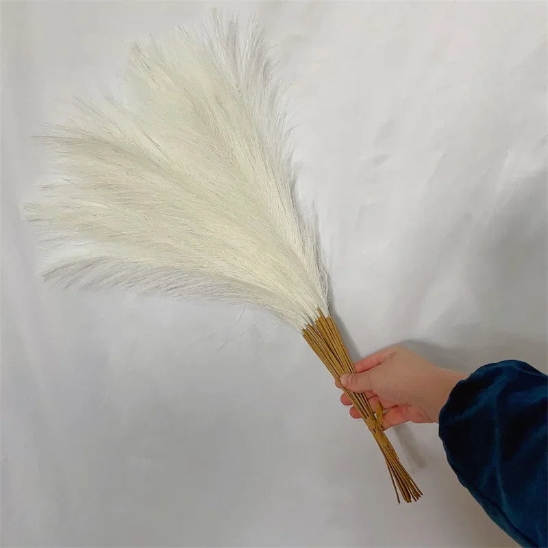 10Pcs Artificial Fluffy Pampas Grass Boho Decor Flower for Wedding Party Fake Plant Reed Simulated Home Decor Artificial Flower