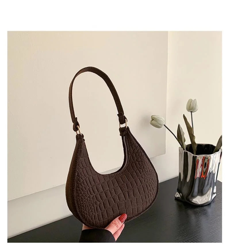 Women's Bag Felt Handbag Fashion Underarm Bag Designer 2024 New Fashion Shoulder Bags Crescent Saddle Bag For Ladies Armpit Bag