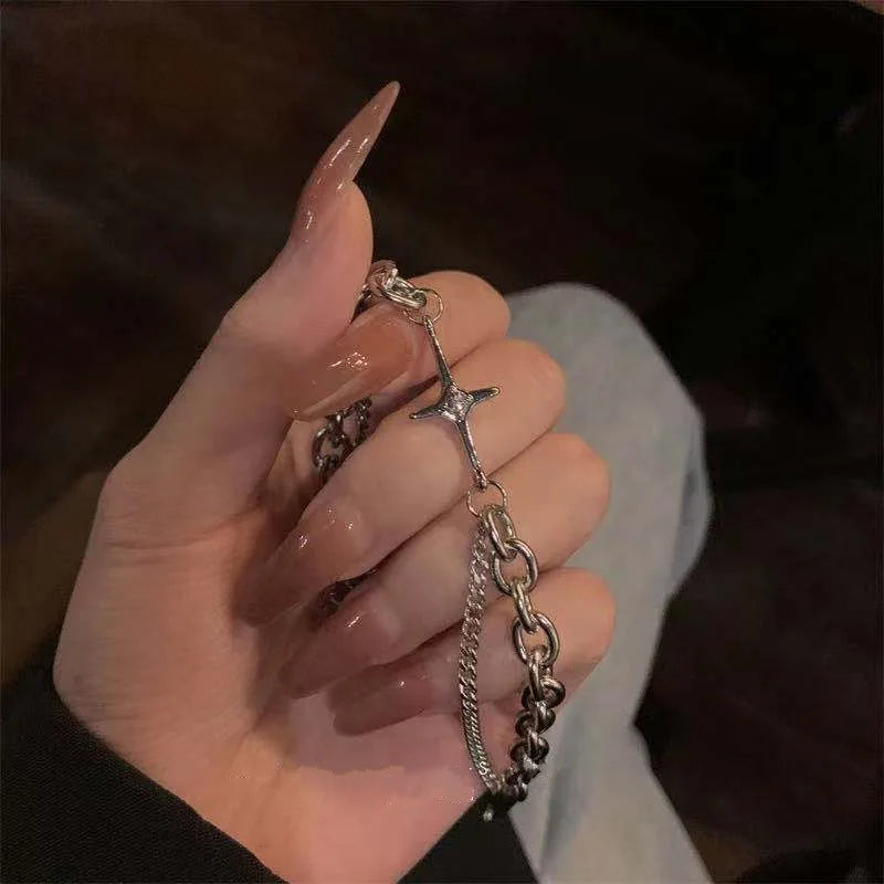 Gold Color Bracelet Set of Four Stainless Steel Sequins Rhinestone Bracelet Combination for Women Chain Bracelet Jewelry Gifts