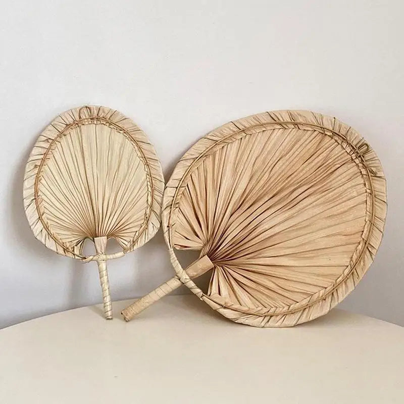 1pc Chinese Style Pure Hand Woven Craft Fan Summer Mosquito Repellent Fan Natural Palm Leaf Hand Shake Fan Home Decoration