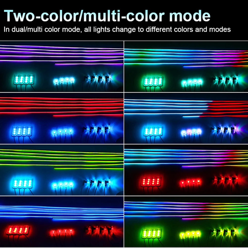 6/10/14/18 In 1 LED Dual Zone Symphony Streamer Car Ambient Light Interior RGB Neon Acrylic Strip Decoration Atmosphere Lamp 12V