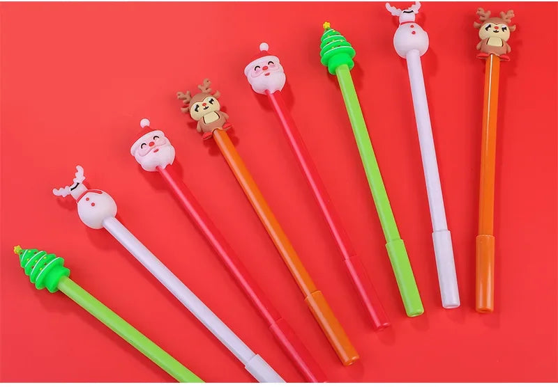 30Pcs/Lot Kawaii Christmas Gel Pen 0.5mm Black Ink Cute Christmas Tree Elk Santa Snowmen Neutral Pen School Stationary Kids Gift