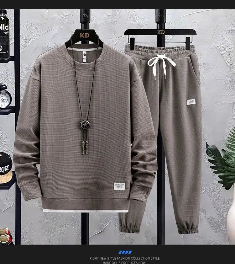 2024 Autumn Sports Suit Men's High-quality Round Neck Long Sleeve+trousers Set Fashion Tracksuit Men