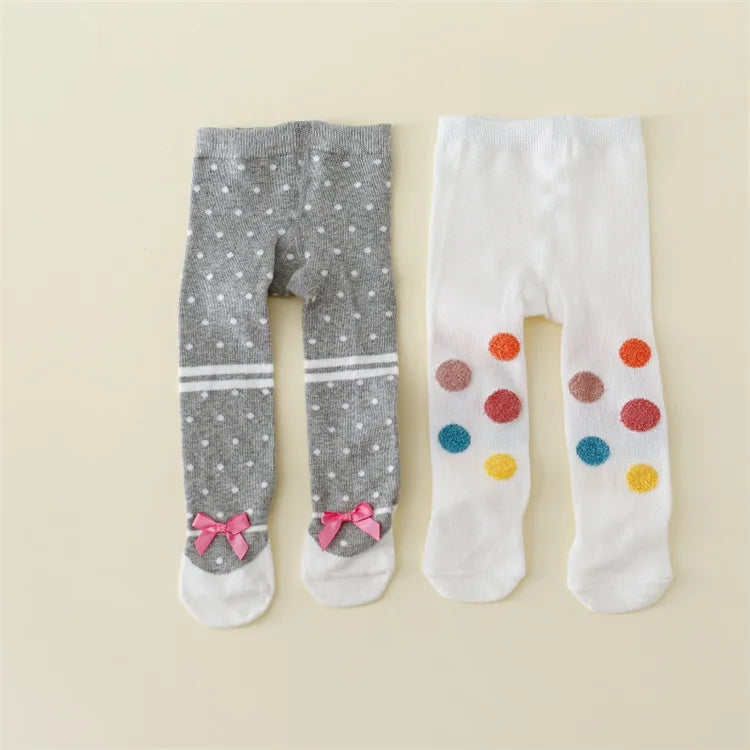 2piece Tights For Newborn Baby Girl Spring Casual Infant Girls Pantyhose Cotton Print Knitted Toddler Stockings For Girls 0-12M